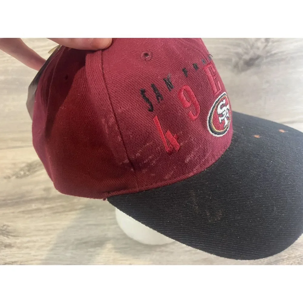 Vintage San Francisco 49ers Hat Cap Strapback NFL‎ Game Day NWT Block Logo Flaws